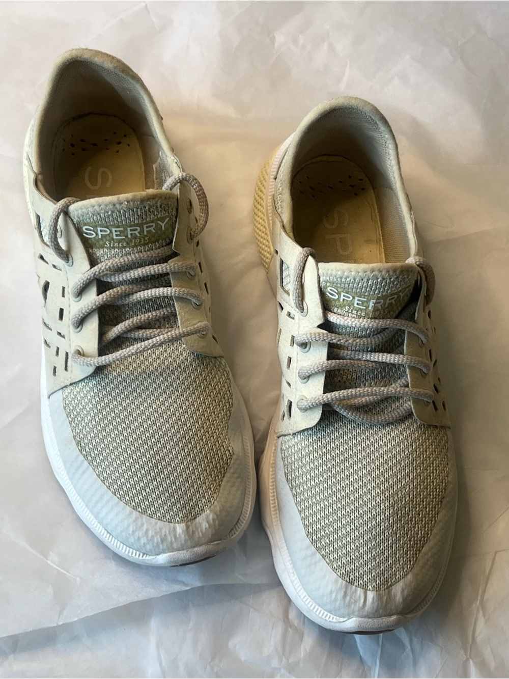 Sperry Neutral Beige Knit & Suede Low-Top Sneaker